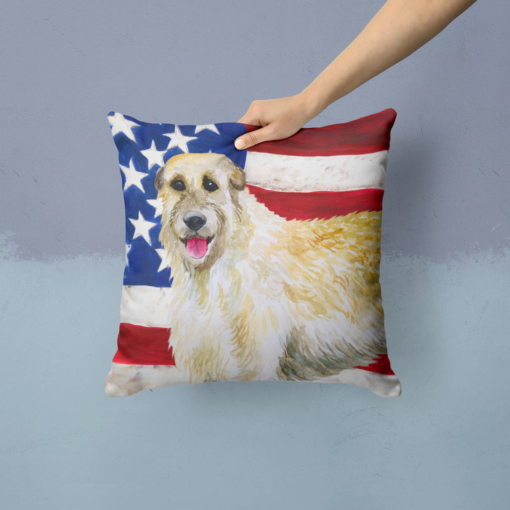 Irish Wolfhound Patriotic Decorative Throw Pillow 14x14 Indoor Outdoor Accent Cushion, Fabric Cover with Insert for Sofa, Bed, Porch & Living Room