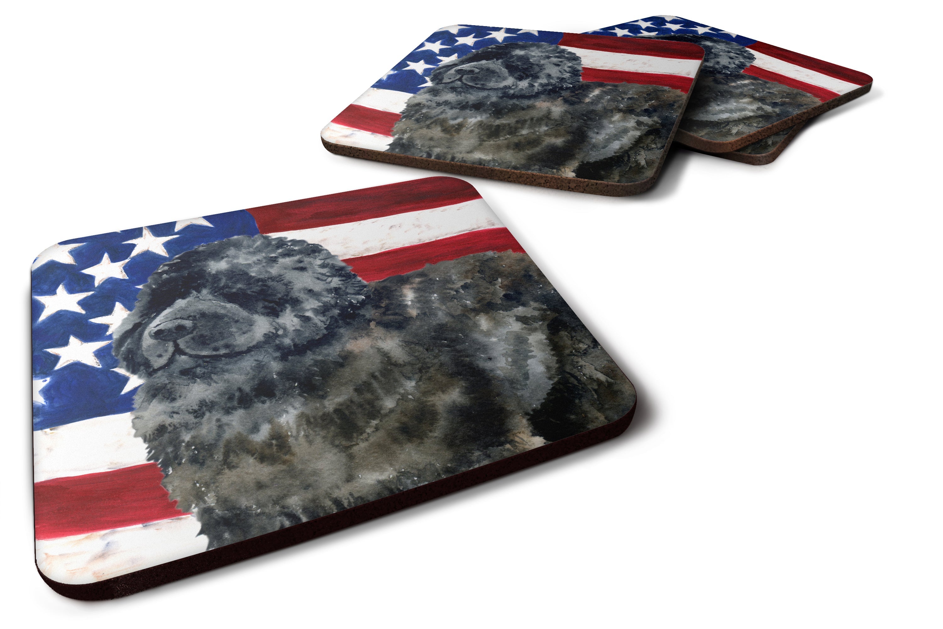 Newfoundland Patriotic Foam Coasters Set of 4 Cup Coasters for Indoor Outdoor, Tabletop Protection, Anti Slip, Mouse pad Material