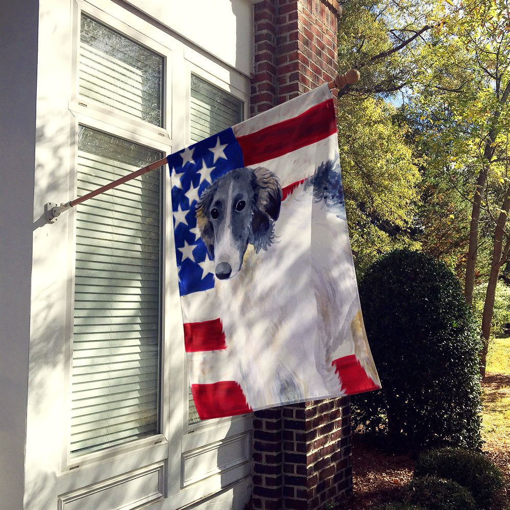 Borzoi Patriotic House Flag 28x40 Porch Sleeve Pole Decorative Outside Yard Banner Artwork Wall Hanging, Polyester