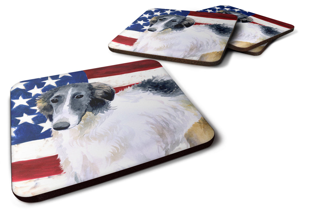 Borzoi Patriotic Foam Coasters Set of 4 Cup Coasters for Indoor Outdoor, Tabletop Protection, Anti Slip, Mouse pad Material