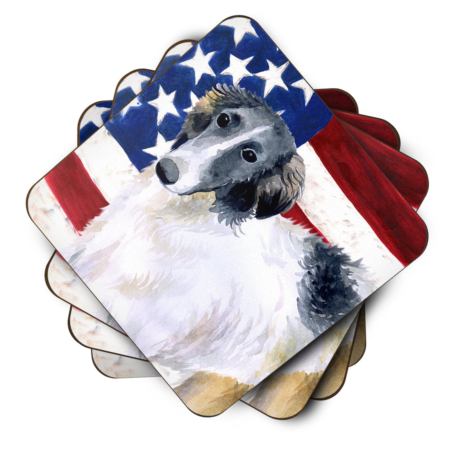 Borzoi Patriotic Foam Coasters Set of 4 Cup Coasters for Indoor Outdoor, Tabletop Protection, Anti Slip, Mouse pad Material