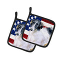 Borzoi Patriotic Pot Holder Set of 2 Heat Resistant Quilted Hot Pads 7.5 x 7.5 Inch, Insulated Kitchen Trivets for Cooking & Baking