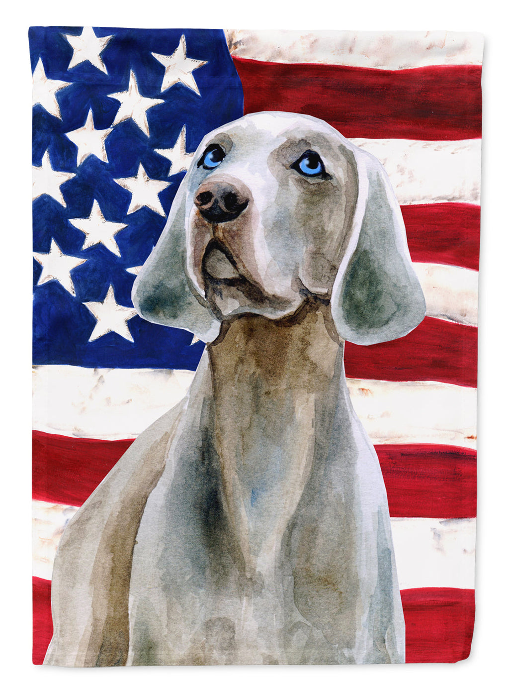 Weimaraner Patriotic House Flag 28x40 Porch Sleeve Pole Decorative Outside Yard Banner Artwork Wall Hanging, Polyester