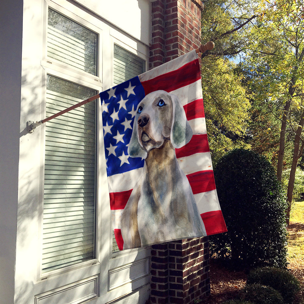 Weimaraner Patriotic House Flag 28x40 Porch Sleeve Pole Decorative Outside Yard Banner Artwork Wall Hanging, Polyester
