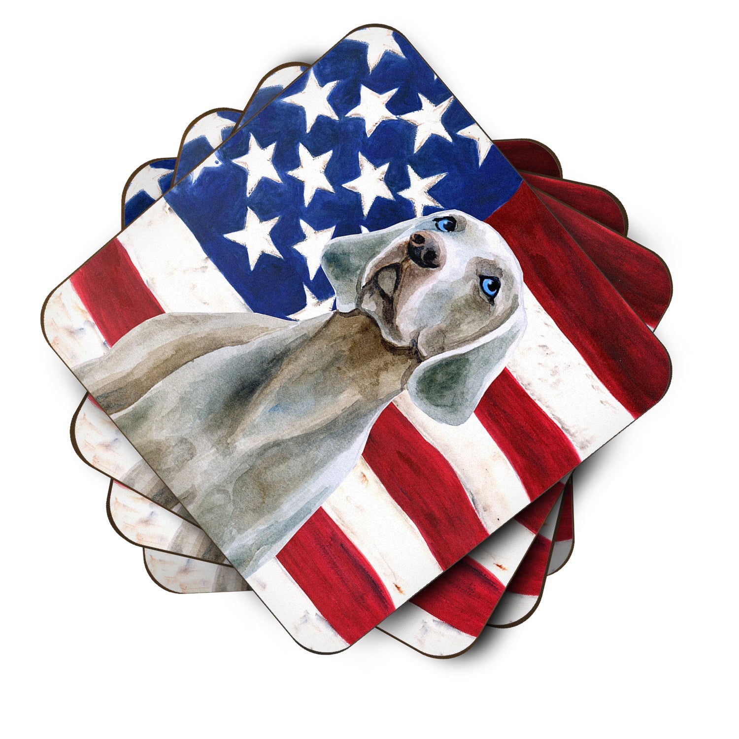 Weimaraner Patriotic Foam Coasters Set of 4 Cup Coasters for Indoor Outdoor, Tabletop Protection, Anti Slip, Mouse pad Material