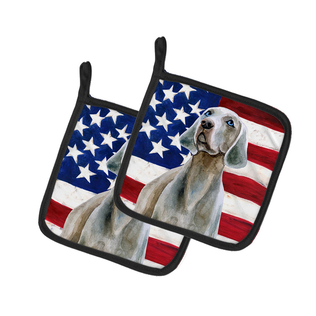Weimaraner Patriotic Pot Holder Set of 2 Heat Resistant Quilted Hot Pads 7.5 x 7.5 Inch, Insulated Kitchen Trivets for Cooking & Baking