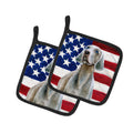 Weimaraner Patriotic Pot Holder Set of 2 Heat Resistant Quilted Hot Pads 7.5 x 7.5 Inch, Insulated Kitchen Trivets for Cooking & Baking
