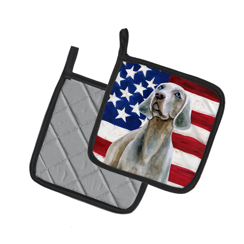 Weimaraner Patriotic Pot Holder Set of 2 Heat Resistant Quilted Hot Pads 7.5 x 7.5 Inch, Insulated Kitchen Trivets for Cooking & Baking