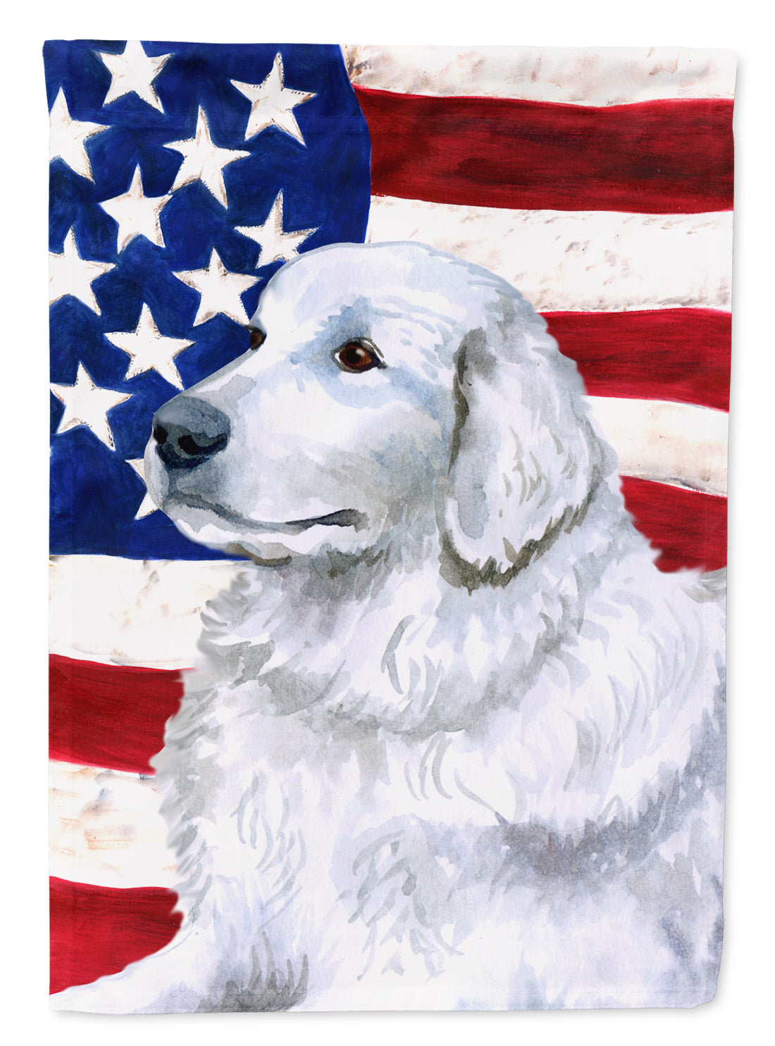 Maremma Sheepdog Patriotic House Flag 28x40 Porch Sleeve Pole Decorative Outside Yard Banner Artwork Wall Hanging, Polyester