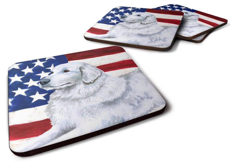Maremma Sheepdog Patriotic Foam Coasters Set of 4 Cup Coasters for Indoor Outdoor, Tabletop Protection, Anti Slip, Mouse pad Material