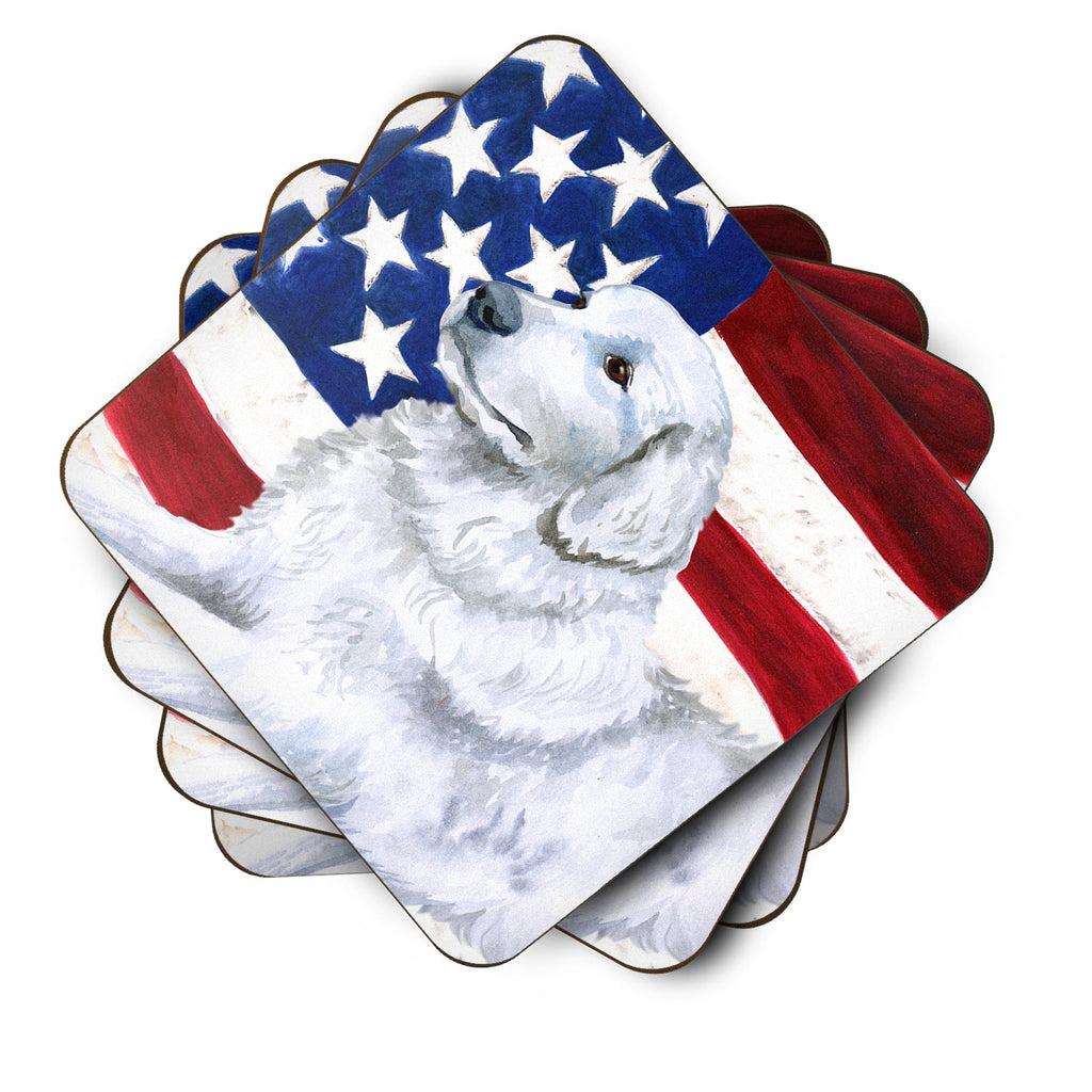 Maremma Sheepdog Patriotic Foam Coasters Set of 4 Cup Coasters for Indoor Outdoor, Tabletop Protection, Anti Slip, Mouse pad Material