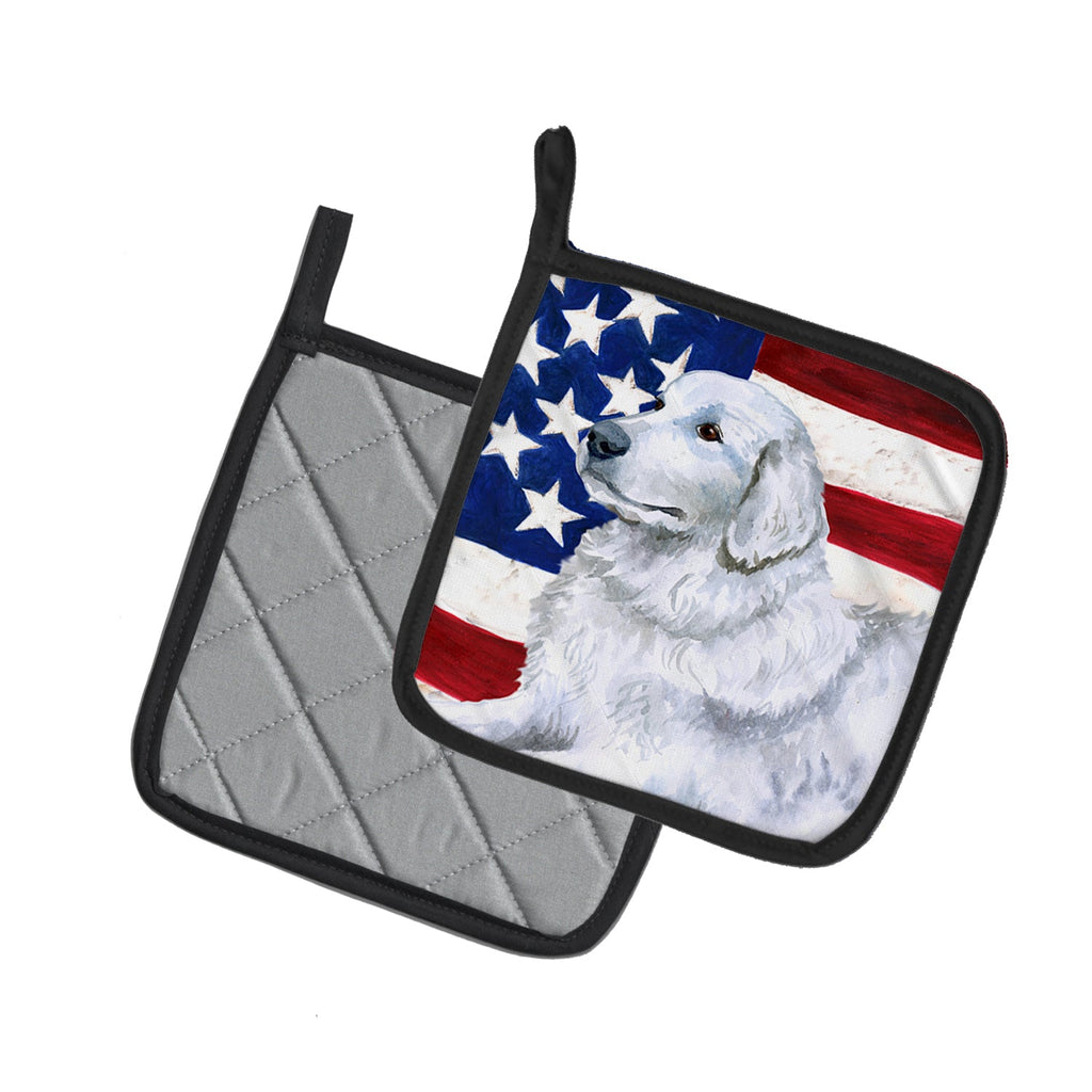 Maremma Sheepdog Patriotic Pot Holder Set of 2 Heat Resistant Quilted Hot Pads 7.5 x 7.5 Inch, Insulated Kitchen Trivets for Cooking & Baking