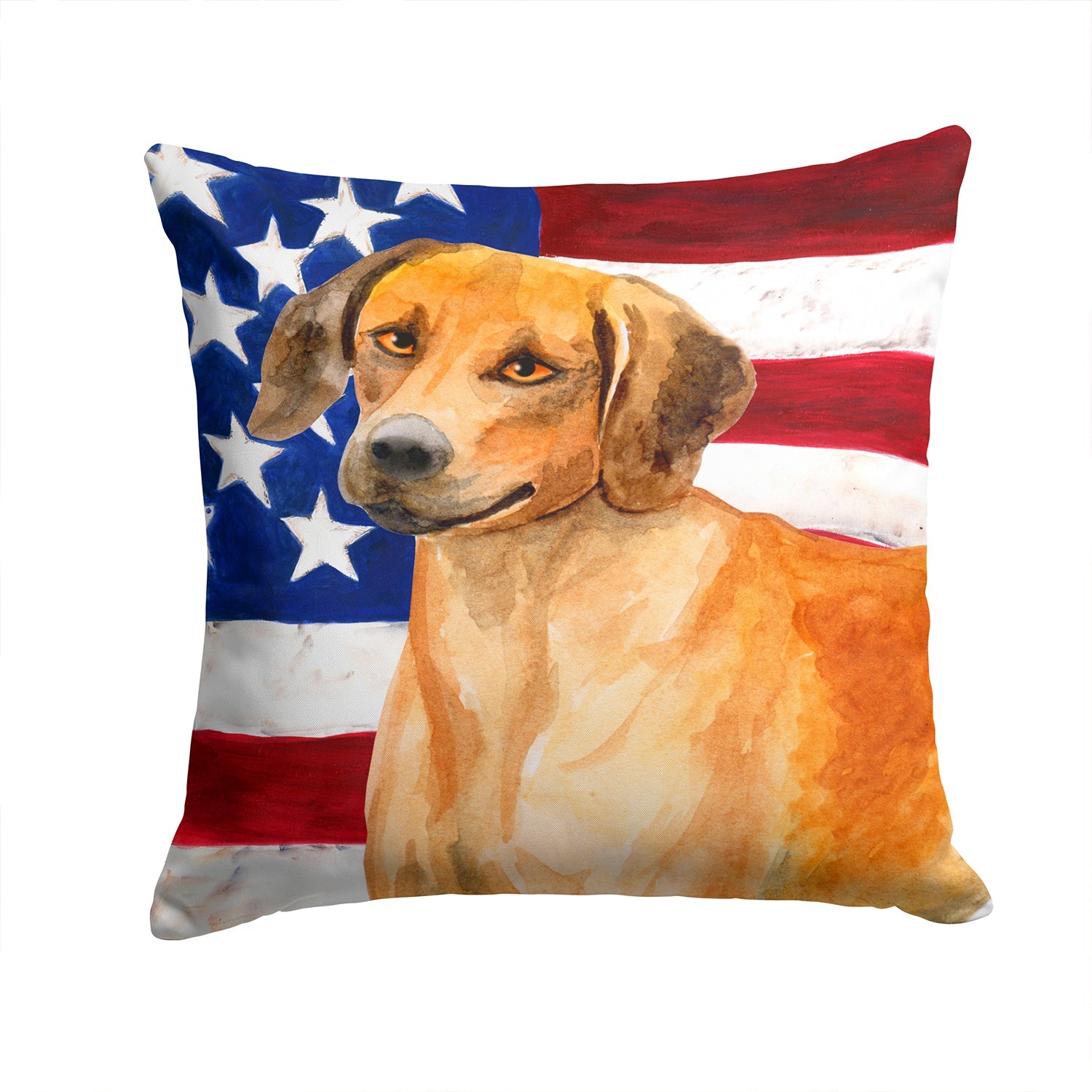 Rhodesian Ridgeback Patriotic Decorative Throw Pillow 14x14 Indoor Outdoor Accent Cushion, Fabric Cover with Insert for Sofa, Bed, Porch & Living Room