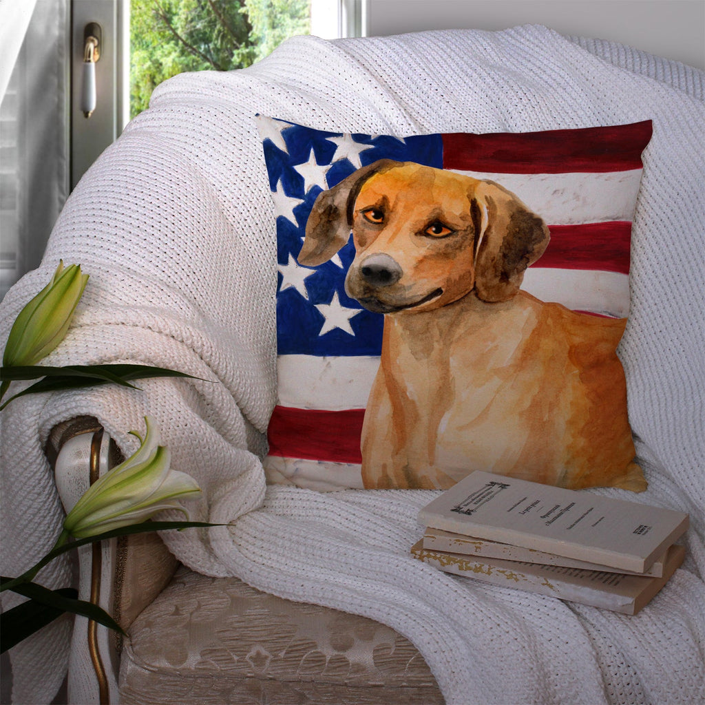 Rhodesian Ridgeback Patriotic Decorative Throw Pillow 14x14 Indoor Outdoor Accent Cushion, Fabric Cover with Insert for Sofa, Bed, Porch & Living Room