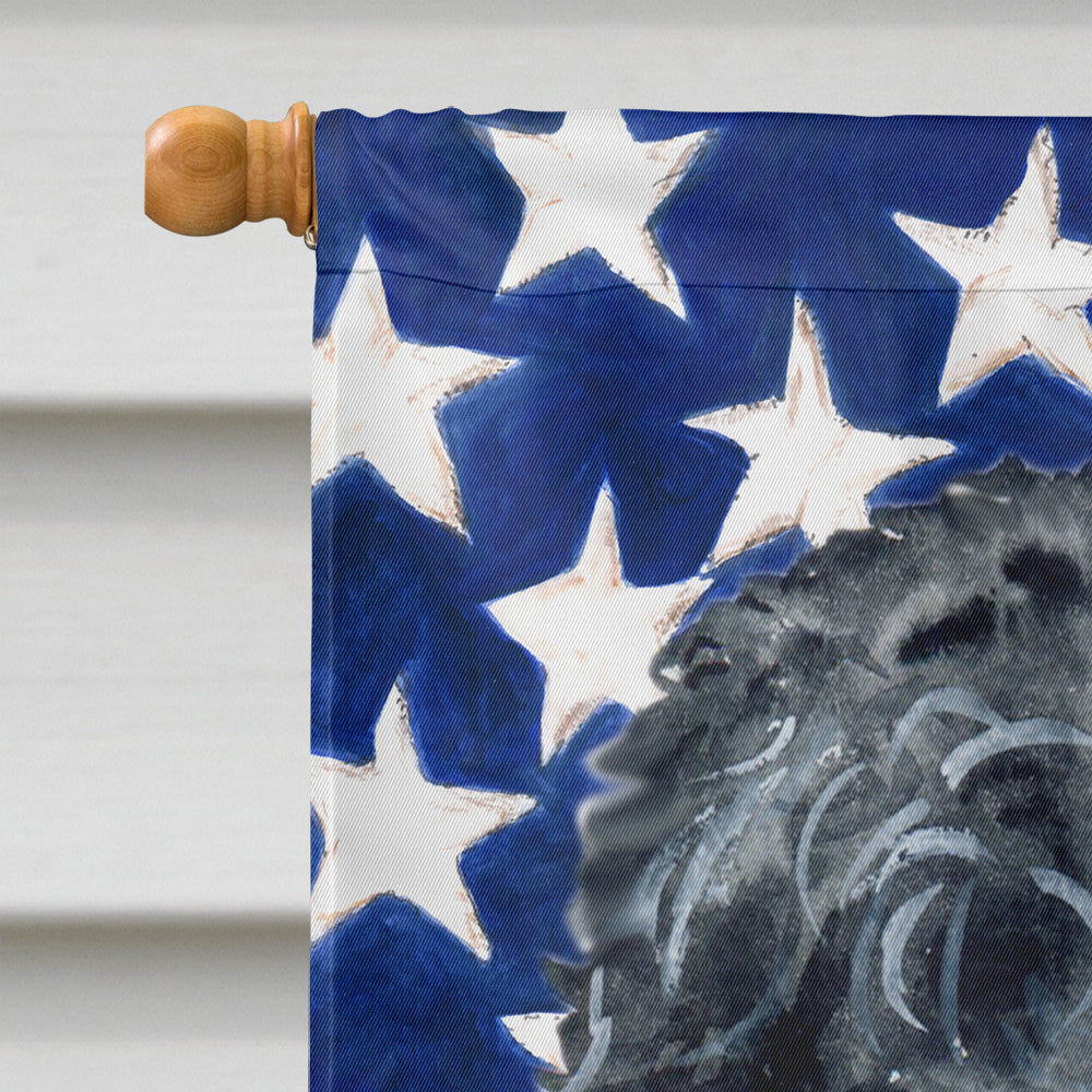 Black Russian Terrier Patriotic House Flag 28x40 Porch Sleeve Pole Decorative Outside Yard Banner Artwork Wall Hanging, Polyester