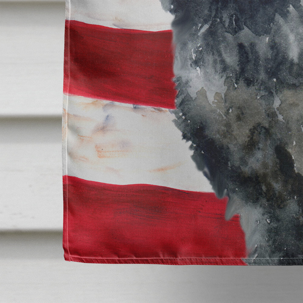 Black Russian Terrier Patriotic House Flag 28x40 Porch Sleeve Pole Decorative Outside Yard Banner Artwork Wall Hanging, Polyester