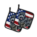 Black Russian Terrier Patriotic Pot Holder Set of 2 Heat Resistant Quilted Hot Pads 7.5 x 7.5 Inch, Insulated Kitchen Trivets for Cooking & Baking