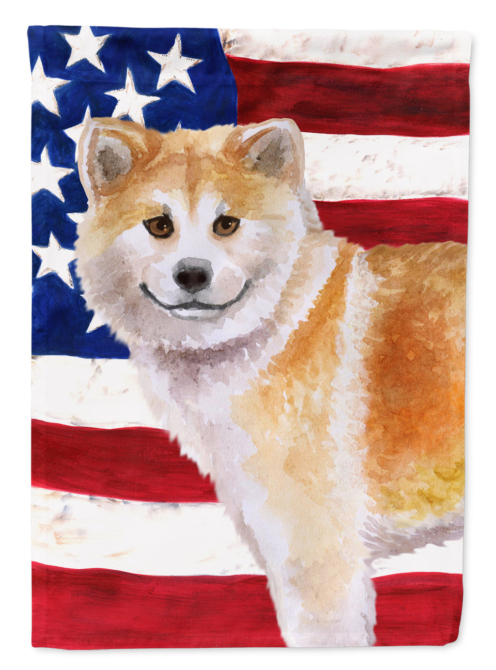 Shiba Inu Patriotic House Flag 28x40 Porch Sleeve Pole Decorative Outside Yard Banner Artwork Wall Hanging, Polyester