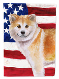 Shiba Inu Patriotic House Flag 28x40 Porch Sleeve Pole Decorative Outside Yard Banner Artwork Wall Hanging, Polyester