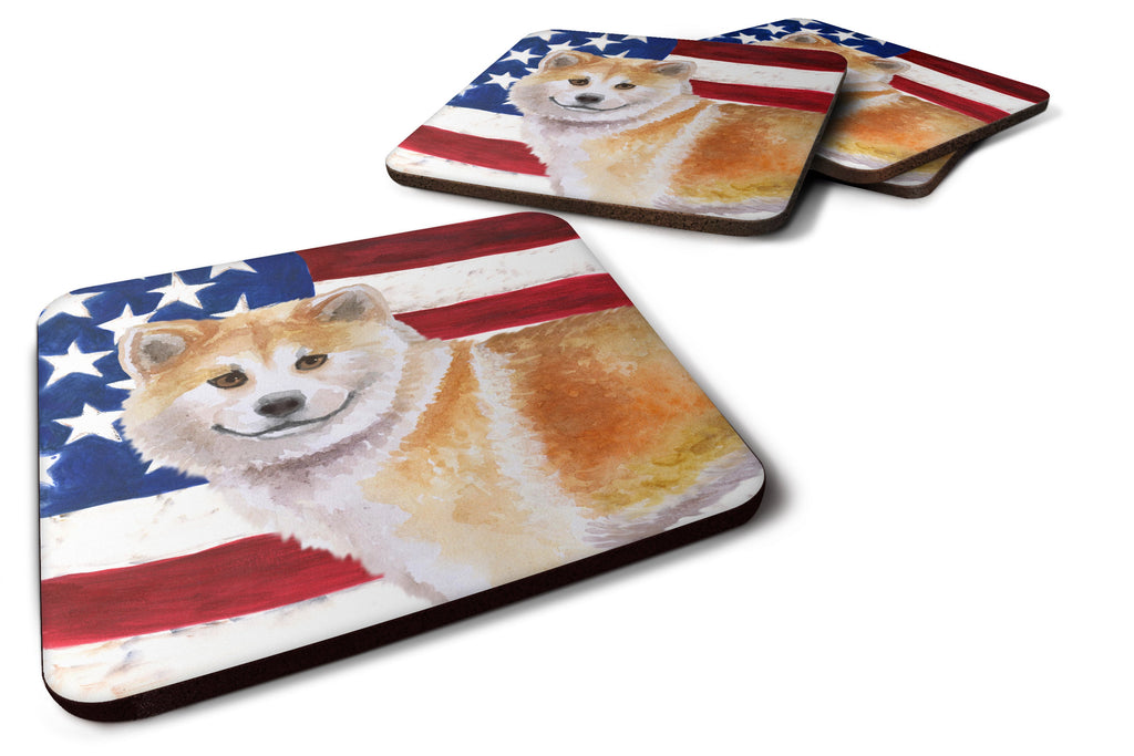 Shiba Inu Patriotic Foam Coasters Set of 4 Cup Coasters for Indoor Outdoor, Tabletop Protection, Anti Slip, Mouse pad Material