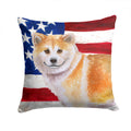 Shiba Inu Patriotic Decorative Throw Pillow 14x14 Indoor Outdoor Accent Cushion, Fabric Cover with Insert for Sofa, Bed, Porch & Living Room