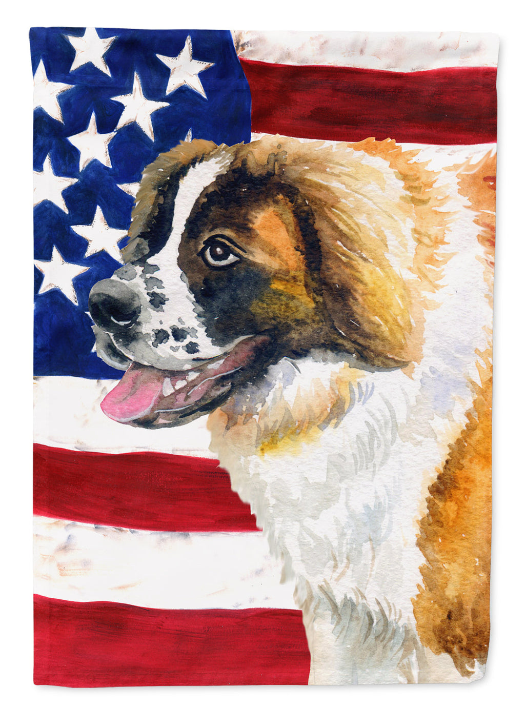 Saint Bernard Patriotic House Flag 28x40 Porch Sleeve Pole Decorative Outside Yard Banner Artwork Wall Hanging, Polyester