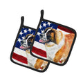 Saint Bernard Patriotic Pot Holder Set of 2 Heat Resistant Quilted Hot Pads 7.5 x 7.5 Inch, Insulated Kitchen Trivets for Cooking & Baking
