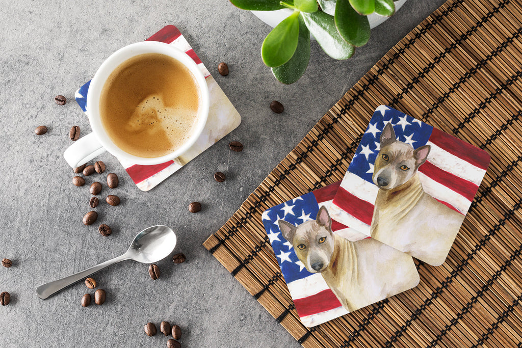 Thai Ridgeback Patriotic Foam Coasters Set of 4 Cup Coasters for Indoor Outdoor, Tabletop Protection, Anti Slip, Mouse pad Material
