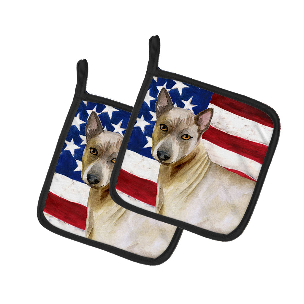 Thai Ridgeback Patriotic Pot Holder Set of 2 Heat Resistant Quilted Hot Pads 7.5 x 7.5 Inch, Insulated Kitchen Trivets for Cooking & Baking