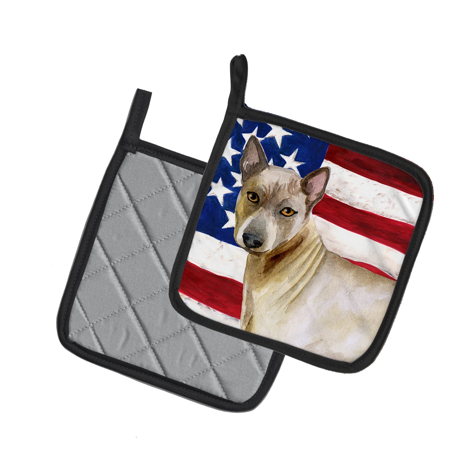 Thai Ridgeback Patriotic Pot Holder Set of 2 Heat Resistant Quilted Hot Pads 7.5 x 7.5 Inch, Insulated Kitchen Trivets for Cooking & Baking