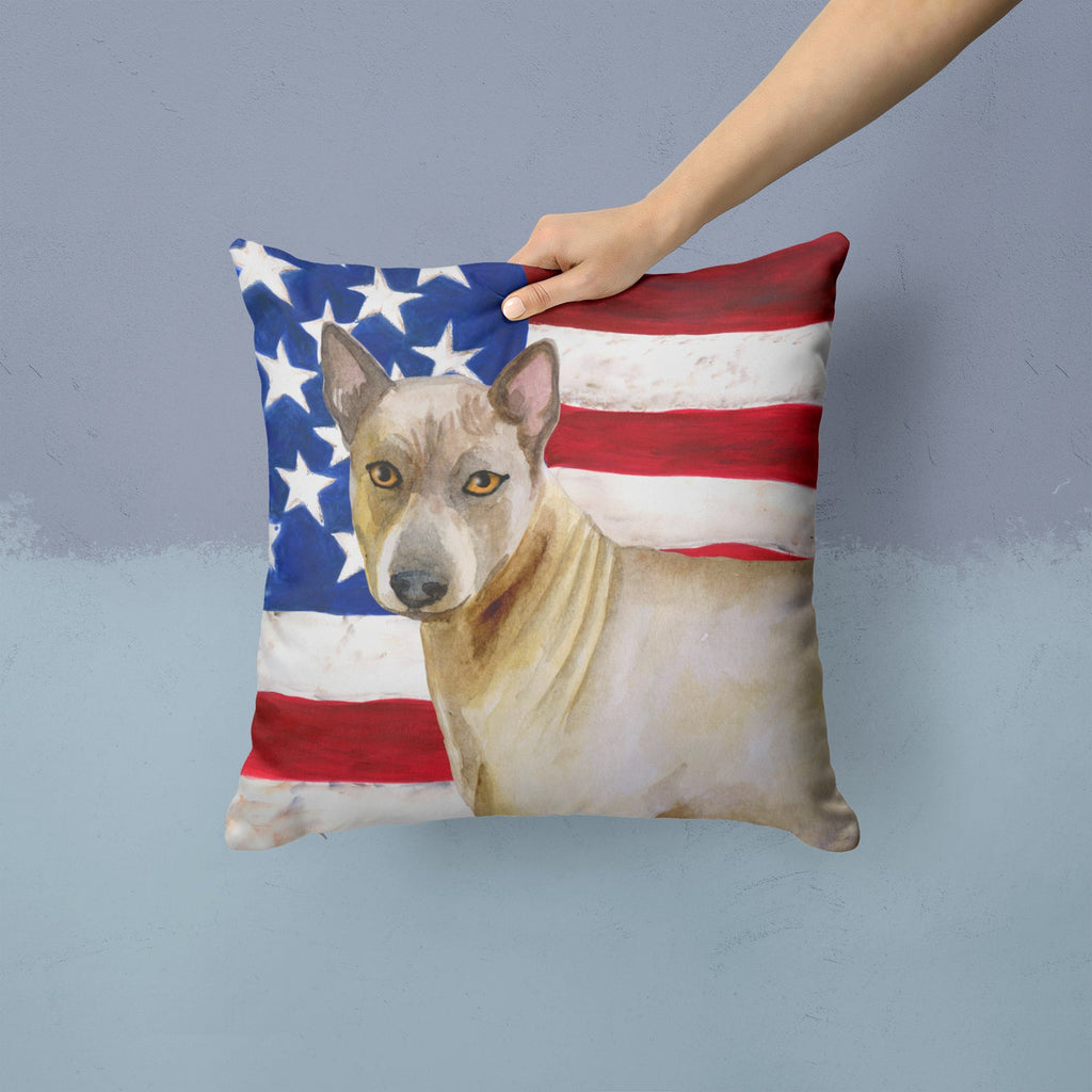 Thai Ridgeback Patriotic Decorative Throw Pillow 14x14 Indoor Outdoor Accent Cushion, Fabric Cover with Insert for Sofa, Bed, Porch & Living Room