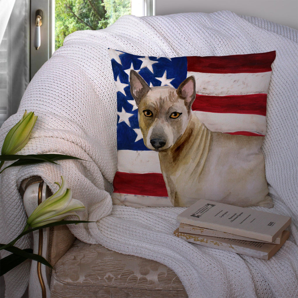 Thai Ridgeback Patriotic Decorative Throw Pillow 14x14 Indoor Outdoor Accent Cushion, Fabric Cover with Insert for Sofa, Bed, Porch & Living Room