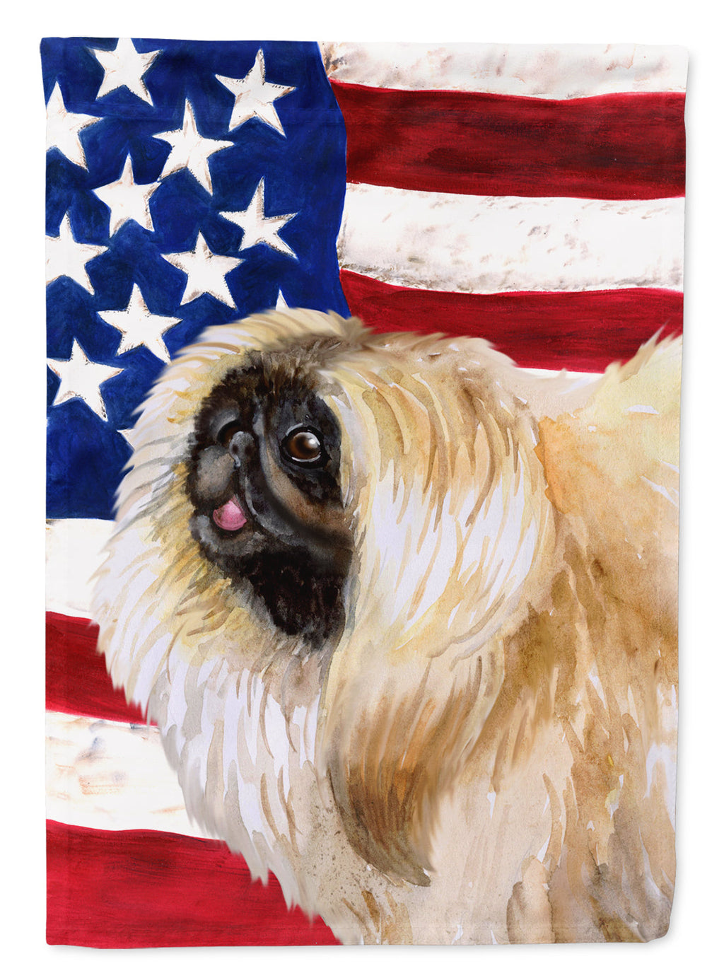 Pekingese Patriotic House Flag 28x40 Porch Sleeve Pole Decorative Outside Yard Banner Artwork Wall Hanging, Polyester