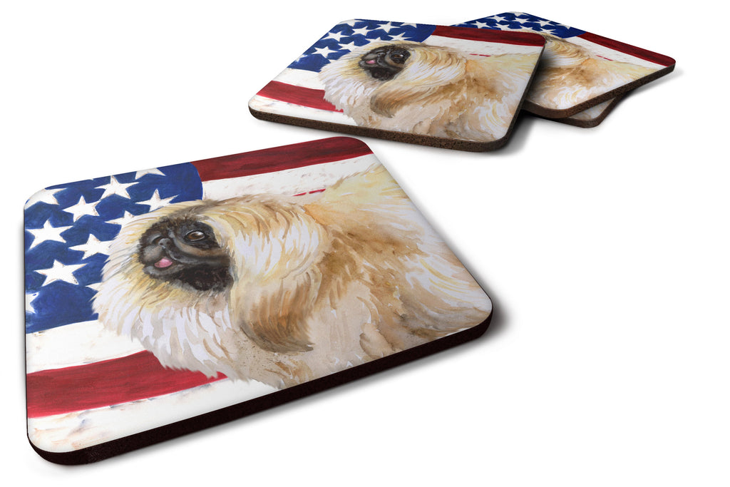 Pekingese Patriotic Foam Coasters Set of 4 Cup Coasters for Indoor Outdoor, Tabletop Protection, Anti Slip, Mouse pad Material