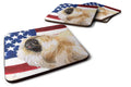 Pekingese Patriotic Foam Coasters Set of 4 Cup Coasters for Indoor Outdoor, Tabletop Protection, Anti Slip, Mouse pad Material