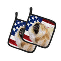 Pekingese Patriotic Pot Holder Set of 2 Heat Resistant Quilted Hot Pads 7.5 x 7.5 Inch, Insulated Kitchen Trivets for Cooking & Baking
