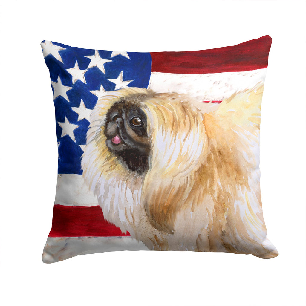 Pekingese Patriotic Decorative Throw Pillow 14x14 Indoor Outdoor Accent Cushion, Fabric Cover with Insert for Sofa, Bed, Porch & Living Room