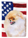 Pomeranian Patriotic House Flag 28x40 Porch Sleeve Pole Decorative Outside Yard Banner Artwork Wall Hanging, Polyester