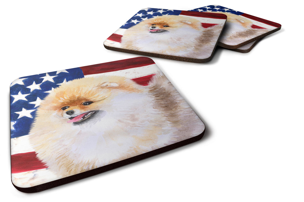 Pomeranian Patriotic Foam Coasters Set of 4 Cup Coasters for Indoor Outdoor, Tabletop Protection, Anti Slip, Mouse pad Material