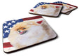 Pomeranian Patriotic Foam Coasters Set of 4 Cup Coasters for Indoor Outdoor, Tabletop Protection, Anti Slip, Mouse pad Material