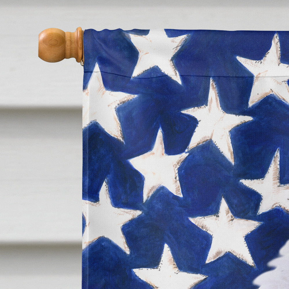 Medium White Poodle Patriotic House Flag 28x40 Porch Sleeve Pole Decorative Outside Yard Banner Artwork Wall Hanging, Polyester