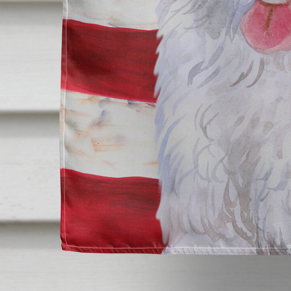 Medium White Poodle Patriotic House Flag 28x40 Porch Sleeve Pole Decorative Outside Yard Banner Artwork Wall Hanging, Polyester