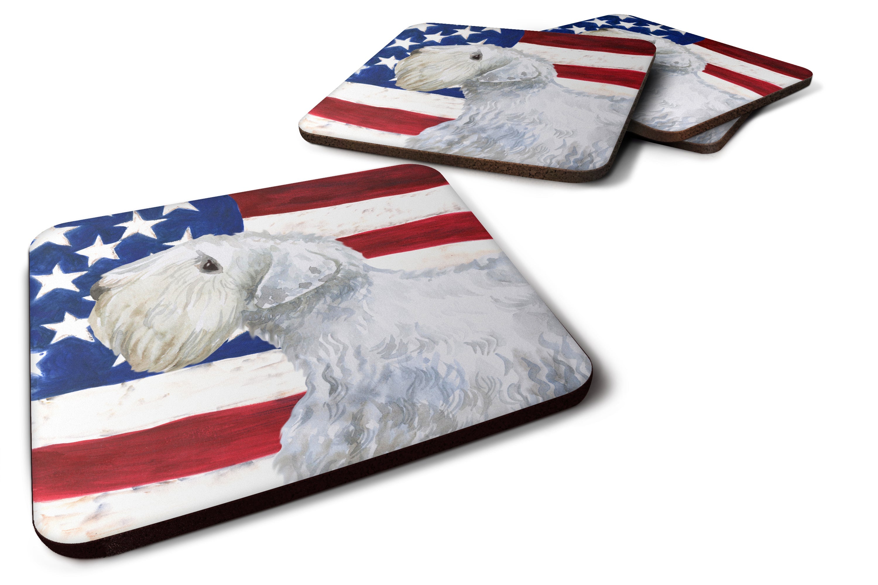 Sealyham Terrier Patriotic Foam Coasters Set of 4 Cup Coasters for Indoor Outdoor, Tabletop Protection, Anti Slip, Mouse pad Material