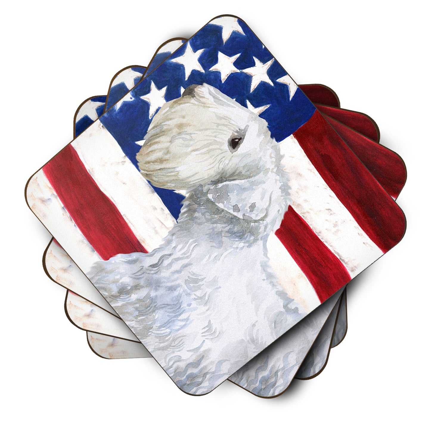 Sealyham Terrier Patriotic Foam Coasters Set of 4 Cup Coasters for Indoor Outdoor, Tabletop Protection, Anti Slip, Mouse pad Material