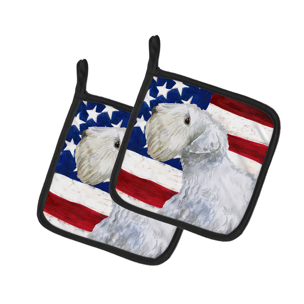 Sealyham Terrier Patriotic Pot Holder Set of 2 Heat Resistant Quilted Hot Pads 7.5 x 7.5 Inch, Insulated Kitchen Trivets for Cooking & Baking