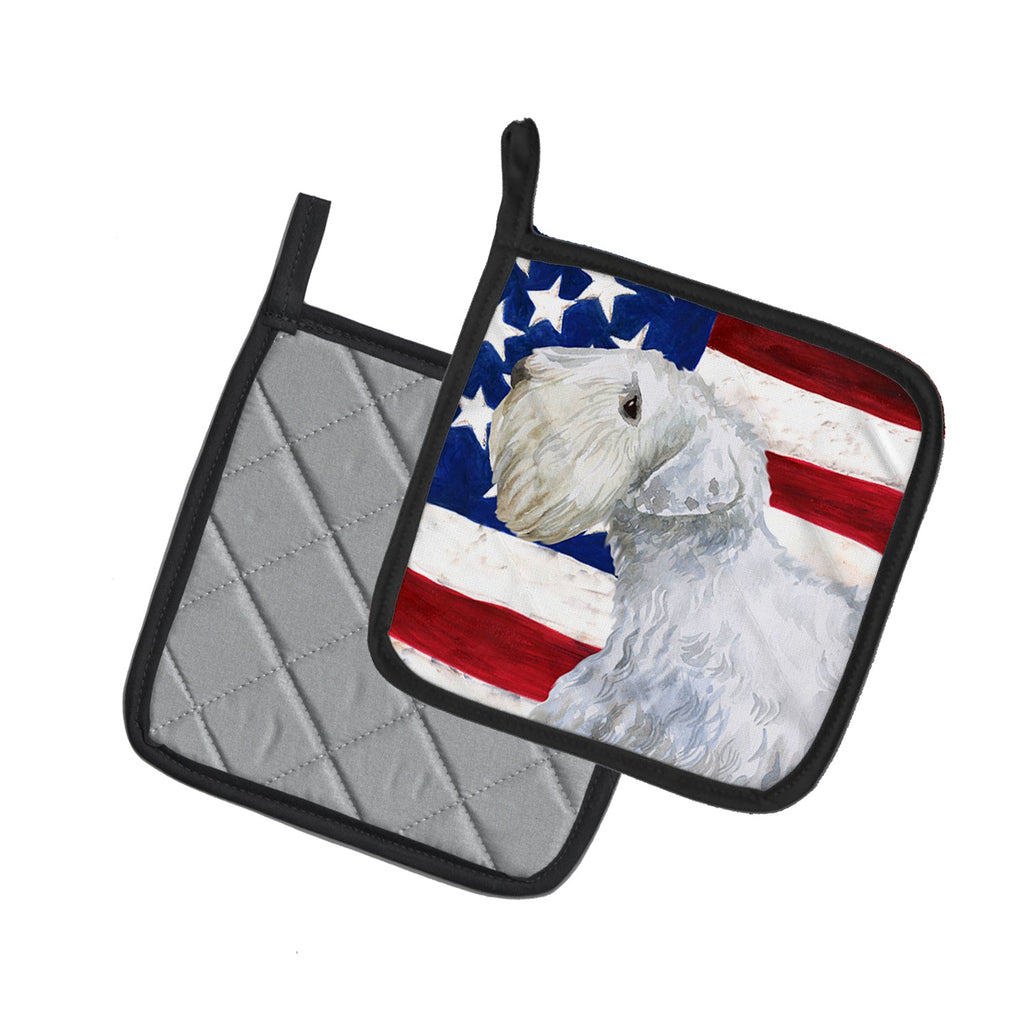 Sealyham Terrier Patriotic Pot Holder Set of 2 Heat Resistant Quilted Hot Pads 7.5 x 7.5 Inch, Insulated Kitchen Trivets for Cooking & Baking
