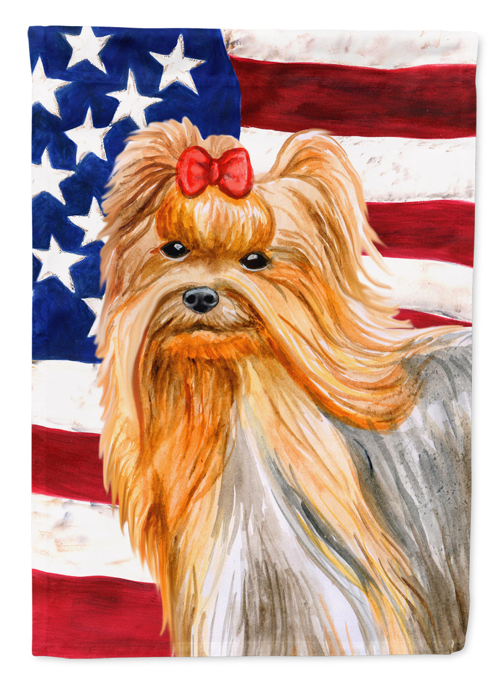 Yorkshire Terrier Patriotic House Flag 28x40 Porch Sleeve Pole Decorative Outside Yard Banner Artwork Wall Hanging, Polyester