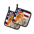 Yorkshire Terrier Patriotic Pot Holder Set of 2 Heat Resistant Quilted Hot Pads 7.5 x 7.5 Inch, Insulated Kitchen Trivets for Cooking & Baking