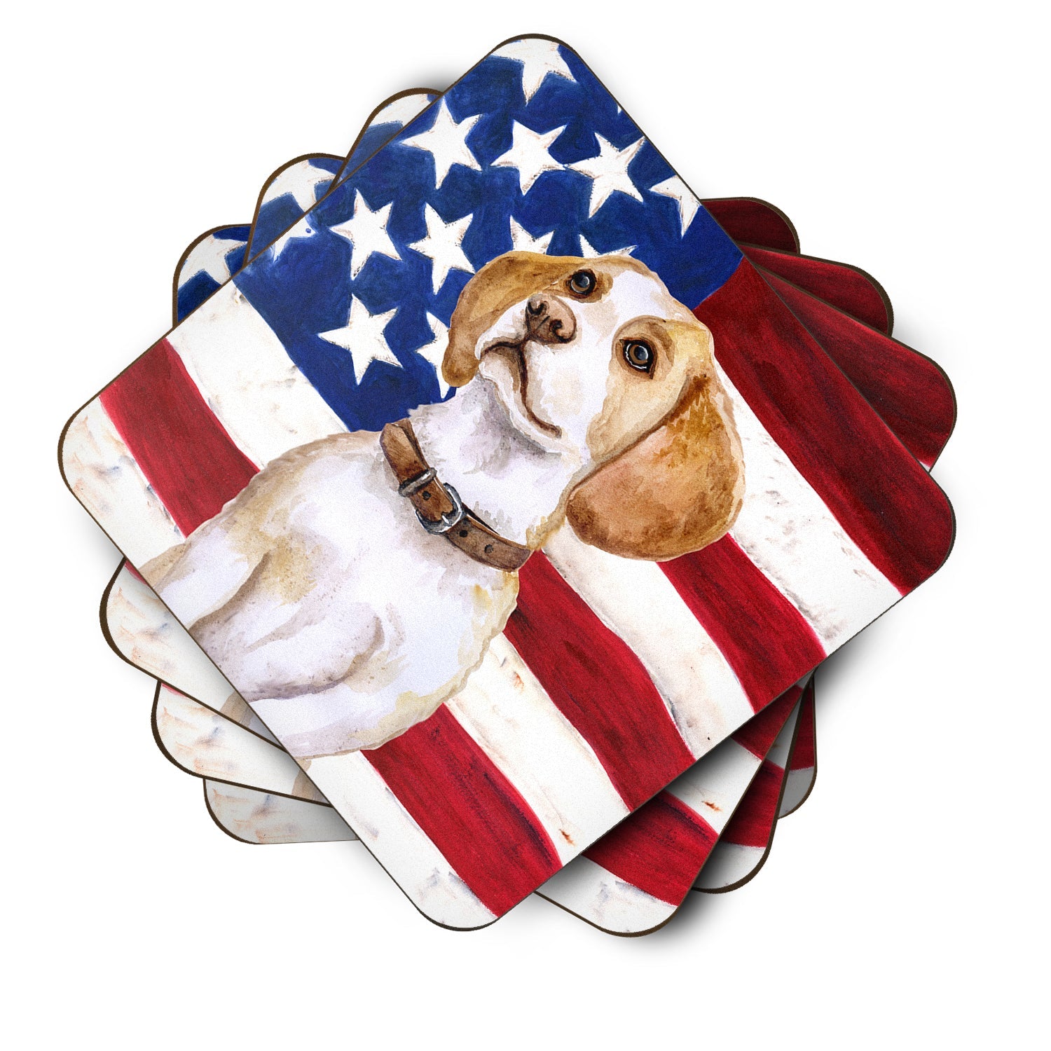 Beagle Patriotic Foam Coasters Set of 4 Cup Coasters for Indoor Outdoor, Tabletop Protection, Anti Slip, Mouse pad Material