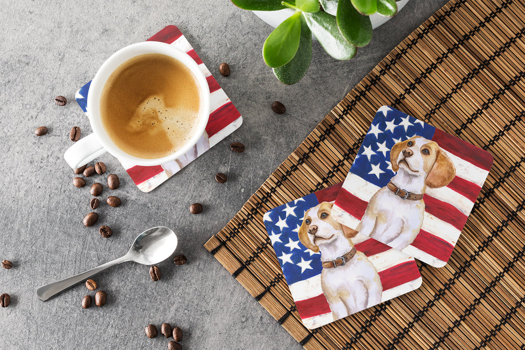Beagle Patriotic Foam Coasters Set of 4 Cup Coasters for Indoor Outdoor, Tabletop Protection, Anti Slip, Mouse pad Material